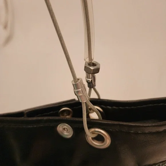Hardwear By Renee Shoulder Tote Bag Upcycled Wood Rivets Cables Leather Floral - Picture 6 of 11